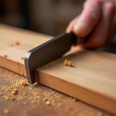 Woodworking instructor demonstrating a dovetail joint