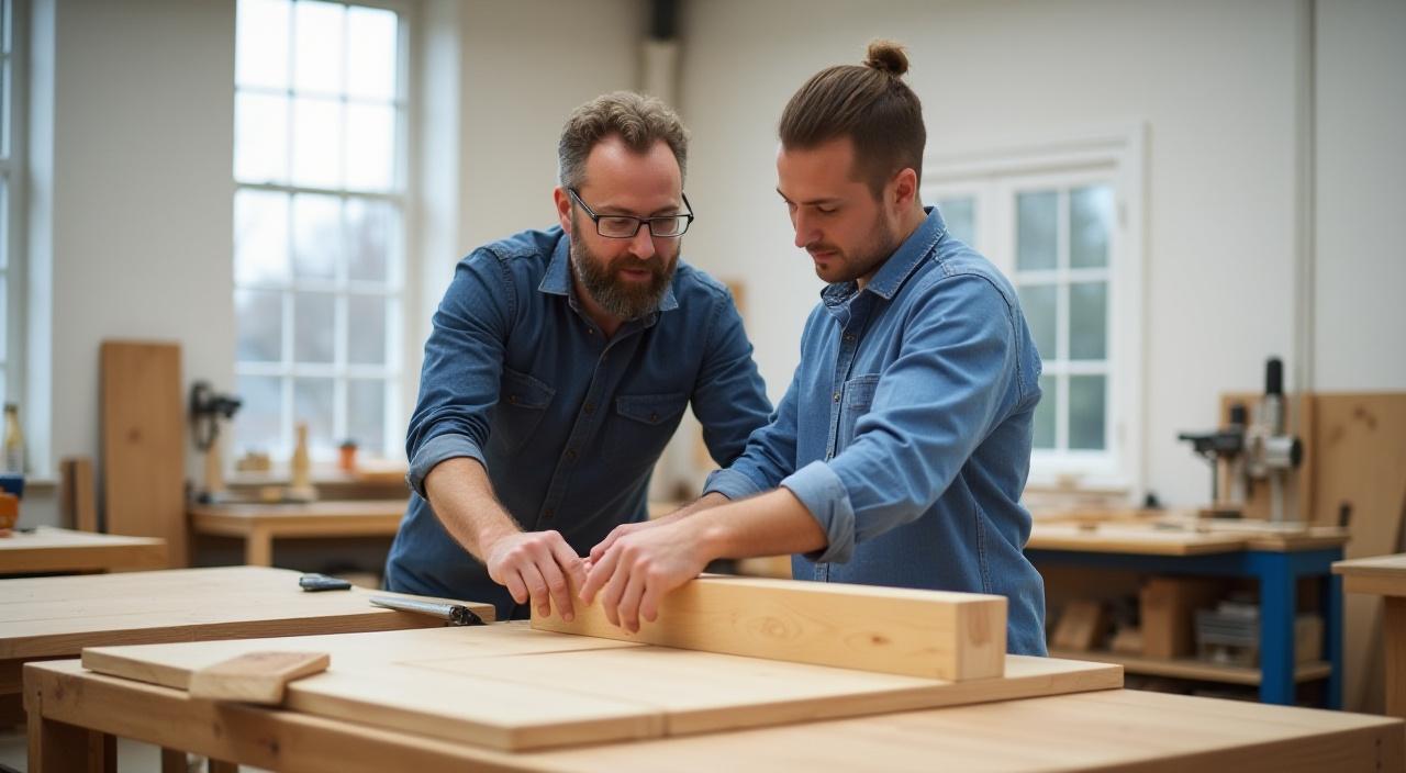 Woodworker receiving expert advice on a project